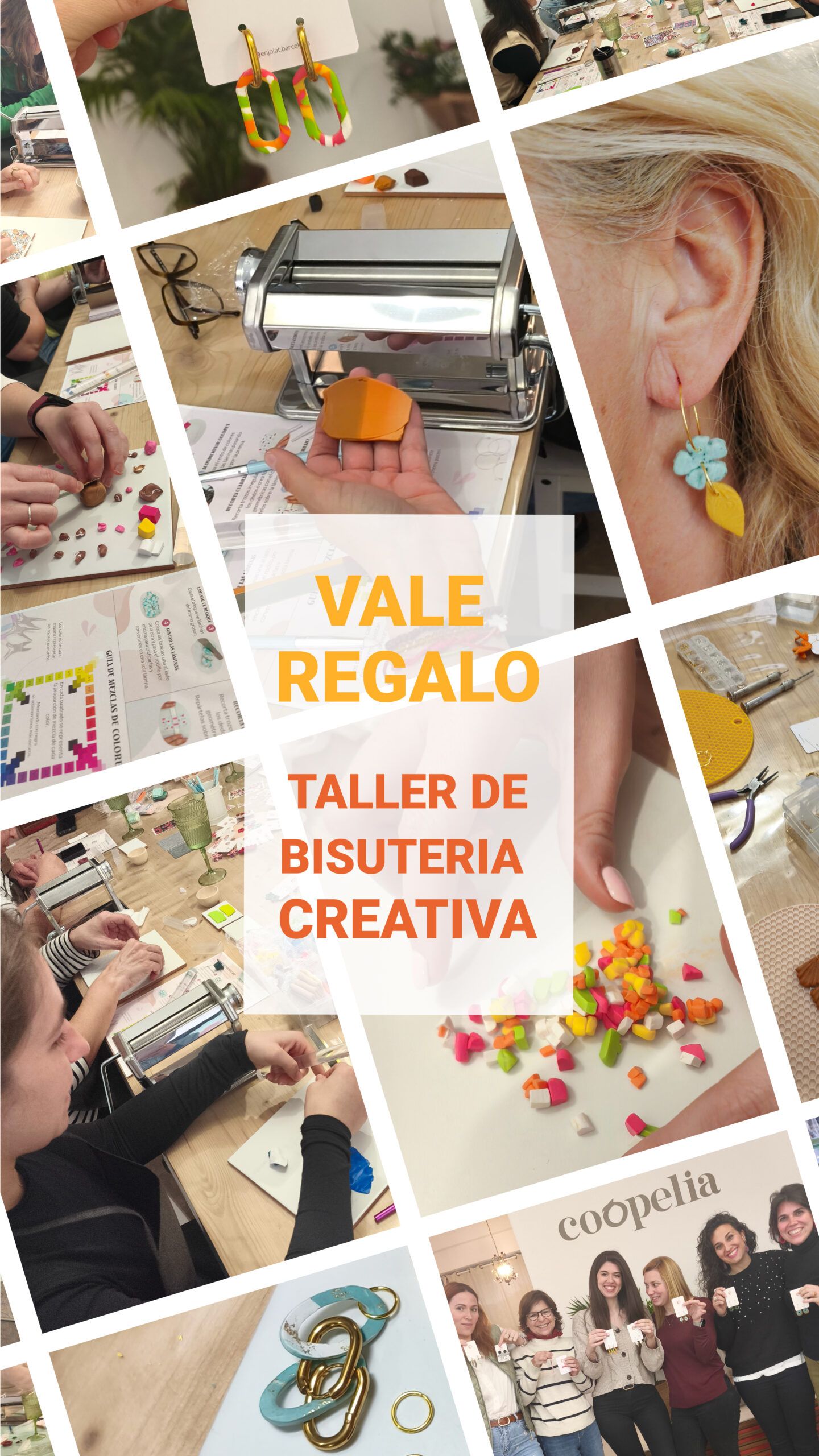 Cartel para regalar un taller de bisuteria con arcilla polimérica